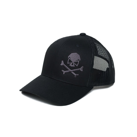 Skull & Bones Trucker - Black/Gray - Hats - Pipe Hitters Union
