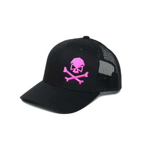 Skull & Bones Trucker - Black/Pink - Hats - Pipe Hitters Union