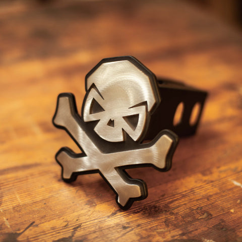 PHU Skull & Bones Trailer Hitch Cover - Stainless - Challenge Coin - Pipe Hitters Union