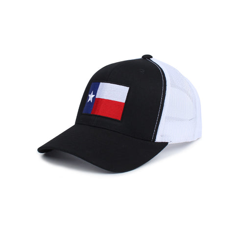 Texas Flag Trucker - Black/White - Hats - Pipe Hitters Union