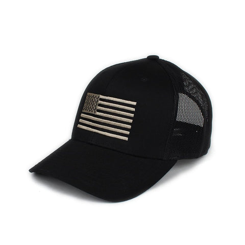 American Flag Trucker - Black/Pewter - Hats - Pipe Hitters Union
